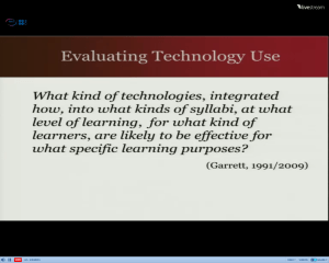 Screenshot of Joy Egbert's slides: Evaluating Technology